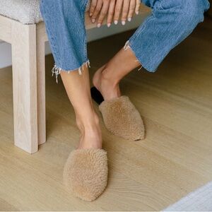 Jenni Kayne Tan Shearling Mules
